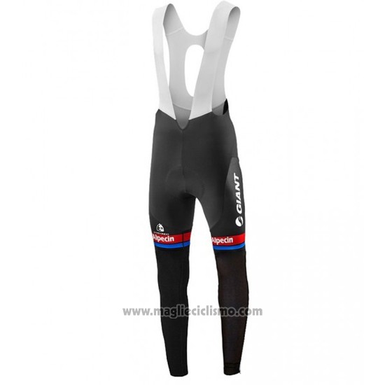 2016 Abbigliamento Ciclismo Giant Alpecin Nero e Rosso Manica Lunga e Salopette